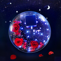 Birthday gift to girlfriend friend to wife forever flower rose glass cover dress dry bouquet gift box jewelry