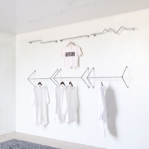 Wrought clothing store hanger display rack clothing rack upper Wall Wall personality decoration hanging display rack rack Silver