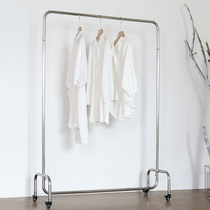 Clothing store display rack floor-standing hanger Silver special womens shelf stainless steel brushed clothes rack