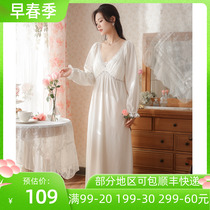 Legal Palace Court Wind Sleeping Dress Woman cotton Romantic Crossover Hollowed-out Long Style Pyjamas to Lean High Level Sensational Comfort