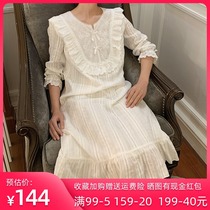 Pajamas female full cotton sexy autumn and winter very fairy palace style home long skirt loose and comfortable student Princess home clothes