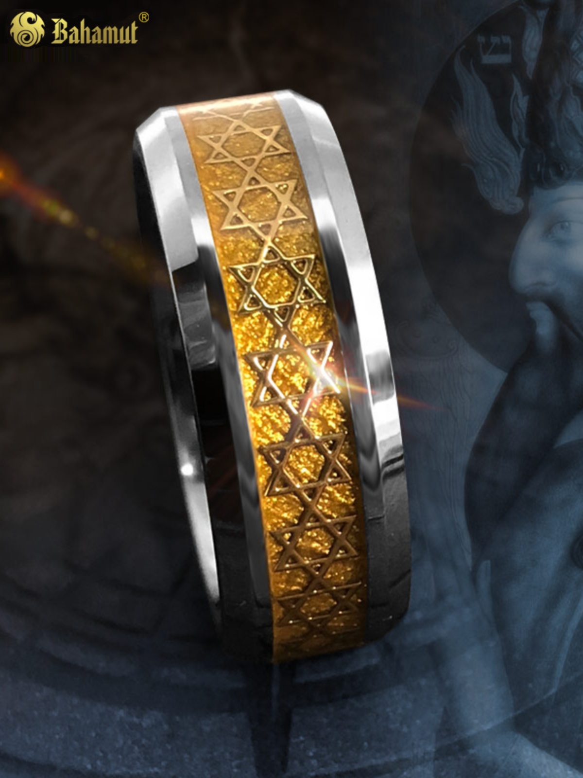 所罗门王魔戒钨金六芒星戒指,男士轻奢欧美风的指环王者