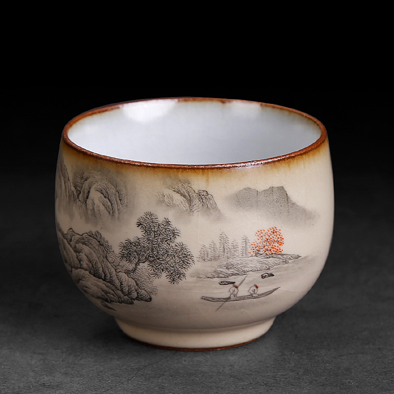 Jingdezhen your up yellow glaze pure manual hand - made lohan cup large bowl kung fu master single cup a cup of tea cups