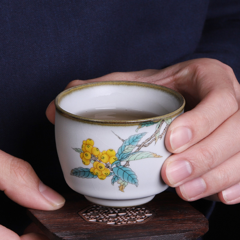 Jingdezhen kung fu tea set your up noggin masters cup slicing can raise the ice crack glaze ceramic cup hand - made the cat