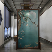 Modern Chinese Screen Partition Living Room Bookroom Fashion minimalist Xuanguan bedroom solid wood Semi-permeable Custom landing seat screen