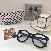 Black thick frame simple Korean literature and art summer lazy face concave shape flat glasses frame female big round face is thin