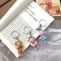 Korean cartoon cute childlike ins girl heart Stella rabbit keychain key chain ring pendant accessories