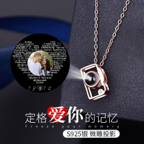 925 Pure Silver Camera Necklace Female Projection Customize 100 Language I Love You to sue white pendant Valentines Day