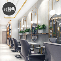 Nordic light luxury net red hair salon mirror table Hair salon special barber shop single mirror beauty makeup table mirror with lamp