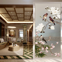 New Chinese Art Glass Living Room Screen Partition Wall Introductory Genguan Aisle Moving door Double face frosted with a raised eyebrow