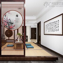 New Chinese art glass Decorative Living Room Screen Bedroom Partition Wall in the family Xuanguan Frosted Euphime Mellanzhu Chrysanthemum