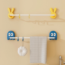 hole free towel rack toilet bath towel rack hook bathroom hanger single rod towel rod toilet wall rack