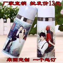 Private custom photo thermos cup female stainless steel large capacity kettle Primary school student portable cup Children lettering logo