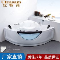Acrylic triangle double bathtub Hotel spa Fan-shaped surf Jacuzzi 1 36 1 5-meter tub
