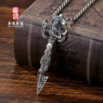 Luxury encounter Vajra pendant male s925 sterling silver Thai silver necklace Elephant nose Elephant head God of Wealth drop magic Pestle pendant Amulet