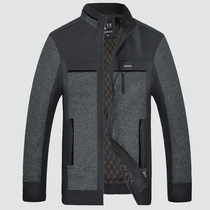 Middle-aged mens spring and autumn casual business jacket middle-aged and elderly mens thin coat stand collar jacket jacket dad