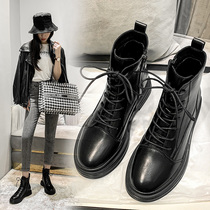 Winter black Martin boots girl England Wind 2022 new autumn and winter plus short boots locomotive boots