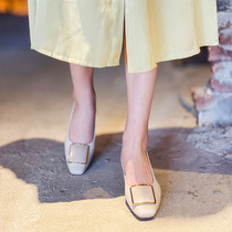 Coarse heel single shoes women shallow mouth Joker 2021 new spring with temperament Lady evening evening breeze gentle shoes high heels