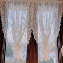 Fared Lace Yarn Curtain Euphotic non-permeable retro Lococo Cocoa Balcony Floating Window Living-room Curtain White Bedroom veil
