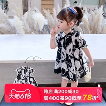Balabala girls summer dress baby Chinese style loose shirt thin small skirt foreign style princess dress