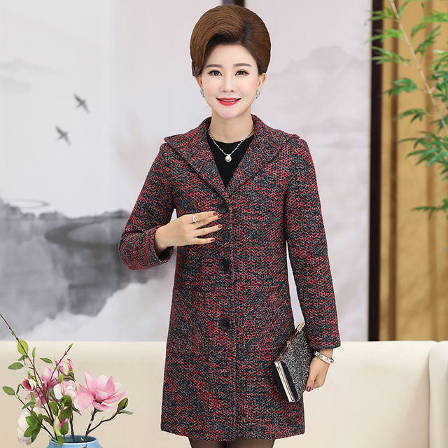 Middle-aged mother dress coat spring new middle-aged women's spring and autumn long section hooded cardigan Middle-aged mother dress coat spring new middle-aged women's spring and autumn long section hooded cardigan
