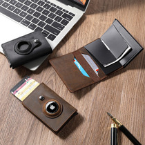 Genuine Leather Aluminum Case Card Bag With Locator Auto Pop Up Card Bag AirTag Tracker Card Box Men And Women Universal