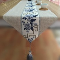 Table flag American light luxury high-end Chinese Zen dining table Modern simple retro cotton linen art tea table Tea mat cloth