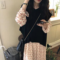 2021 new spring and autumn womens high-end temperament light luxury ladies age reduction slim dress autumn and winter