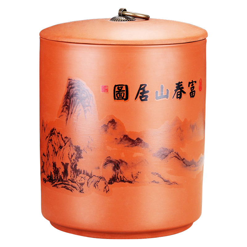 Four - walled yard violet arenaceous caddy fixings kung fu tea set home puer tea pot seal storage tanks tea accessories