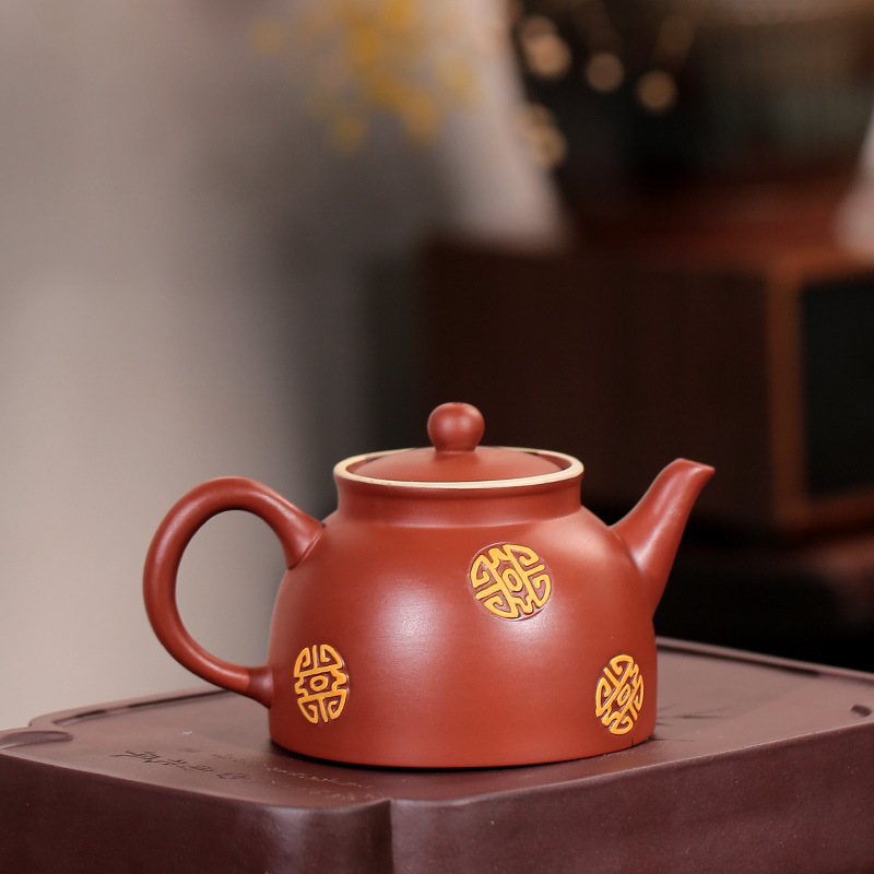 Four - walled yard tang suit high - end atmosphere are it custom creative move undressed ore purple clay teapot tea set the teapot