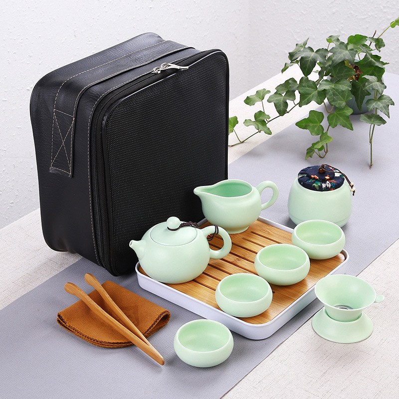 Four - walled yard portable travel tea set a pot of kung fu outdoors travel Four 4 cup teapot gifts customized logo