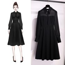 High-end light luxury a dress cover belly spring and autumn clothes temperament goddess fan dress French Hepburn style small black dress