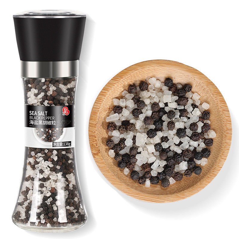 万兴姜老大海盐黑胡椒138g低脂海盐研磨牛排调料健身餐水煮菜调料