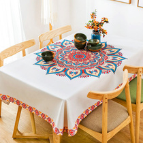 Bohemian national style tablecloth waterproof and oil-proof leave-in coffee table pad Nordic light luxury net red European-style dining table fabric
