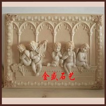 Sandstone FRP European-style character little angel relief background wall painting hotel villa home improvement decoration materials