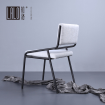 Lallo design minimalist dining chair cotton linen steel dining table chair tea restaurant high dining chair iron coffee chair