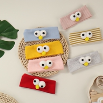 ins Korean version of baby cotton wide hairband baby cute cartoon big eyes headdress newborn care halogen door hat