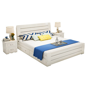 实木床1.8米简约现代双人床单人床主卧 欧式床1.5米经济型松木床