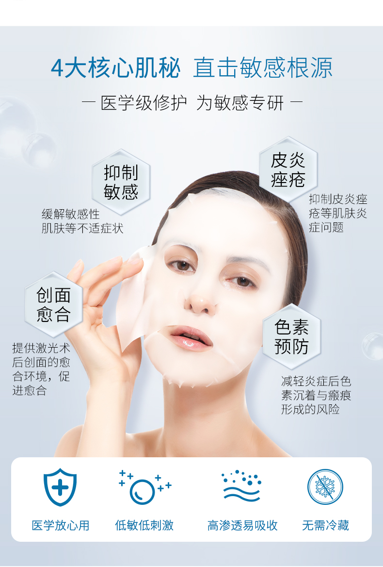 可复美医美医用敷料非普通面膜女补水保湿祛痘消炎敏感肌修复正品功效