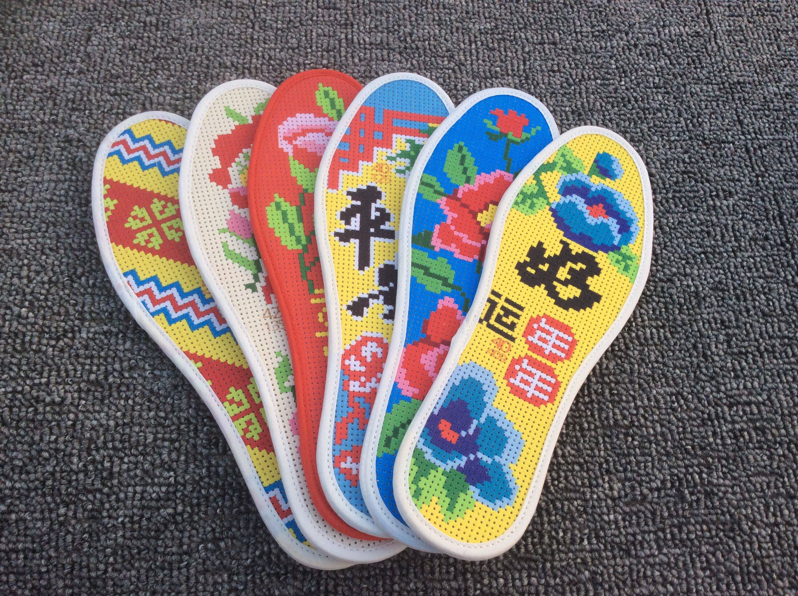 7d不褪色精准棉布手工刺绣针孔十字绣鞋垫半成品印花男女绣花鞋垫_7折