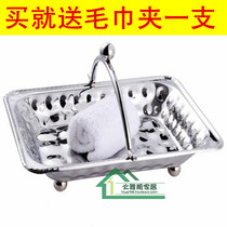 Stainless steel towel basket towel basket basket hotel bar KTV supplies portable hot towel tray to send towel clip