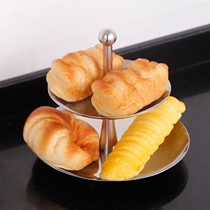 European style double-layer stainless steel cake snack fruit plate afternoon tea tray candy dish dessert rack bar KTV home