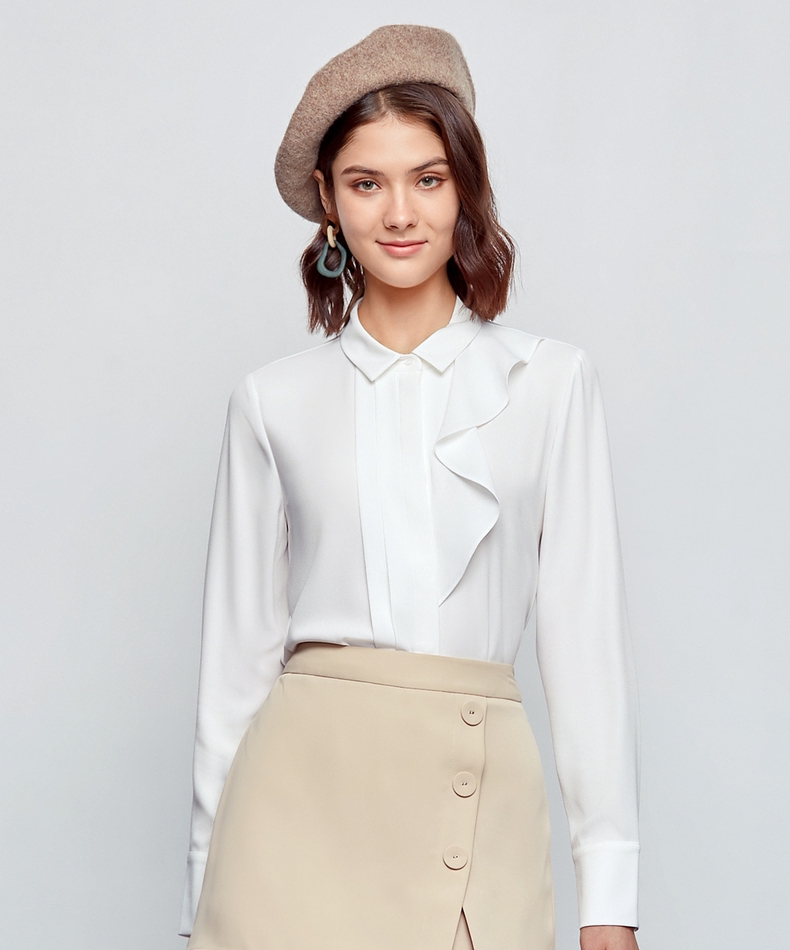 g2000女装不规则设计感修身长袖正装衬衫气质上衣女