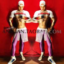 Bar nightclub male singer foreign DS GOGO white sports style letter 3D muscle man party costume