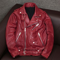 Motorcycle leather jacket men Korean youth trend sheep tanned leather leather men slim mens leather slim mens coat tide handsome