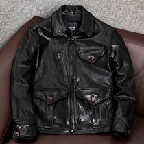 American newspaper boy head layer sheep skin plant mix retro leather leather leather men Slim motorcycle lapel leather jacket jacket