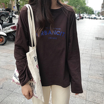 2019 new chic early autumn vintage sense top Hong Kong flavor bf style Korean loose long-sleeved t-shirt female ulzzang