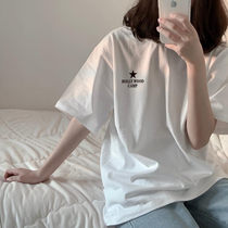 Bereavement super fire cec short-sleeved t-shirt womens pure cotton student loose ins Korean version of lazy wind wild mschf top clothes