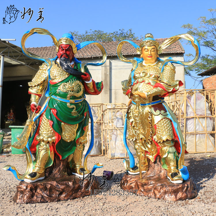 当前热销玻璃钢树脂佛像23米韦陀珈蓝菩萨护法贴金彩绘佛像风水摆件