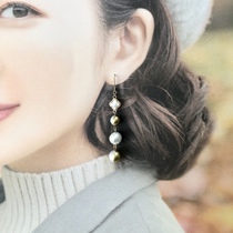 SHUNA new Japanese-made gold and silver two-color resin ball earrings female Pasha artdeco retro ear clip